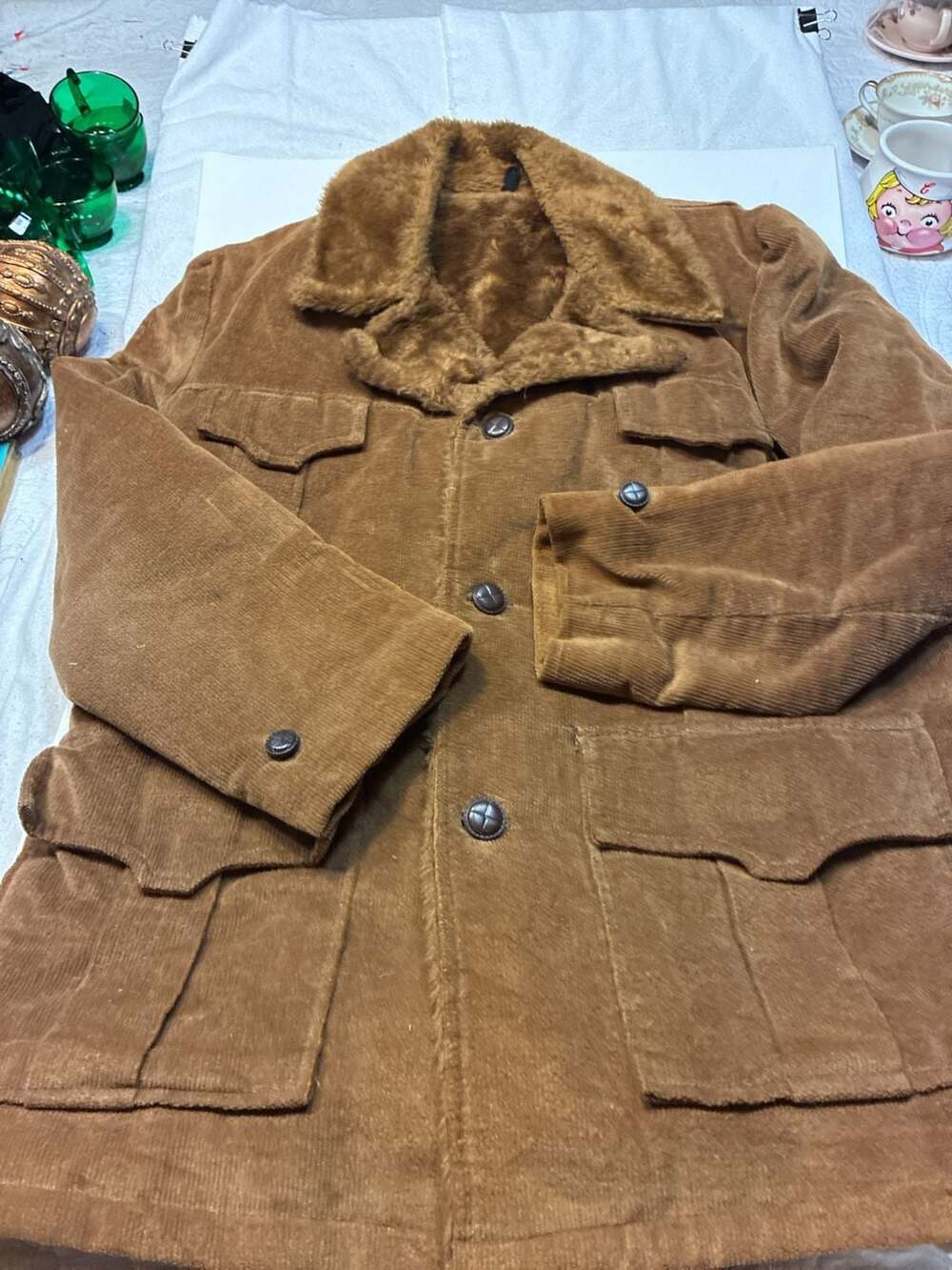Vintage Cal Craft Faux Fur Lined Corduroy Rancher Coat